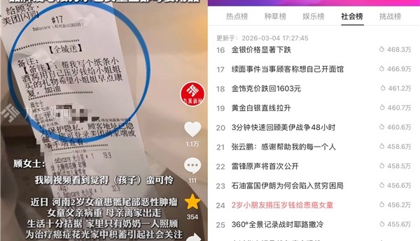 1032.4 元压岁钱牵起三地温情，Babycare 承包母婴用品守护患病女童成长